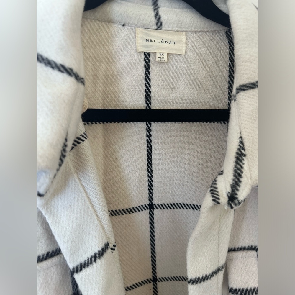 Melloday plaid long line shacket size2X - Picture 6 of 13